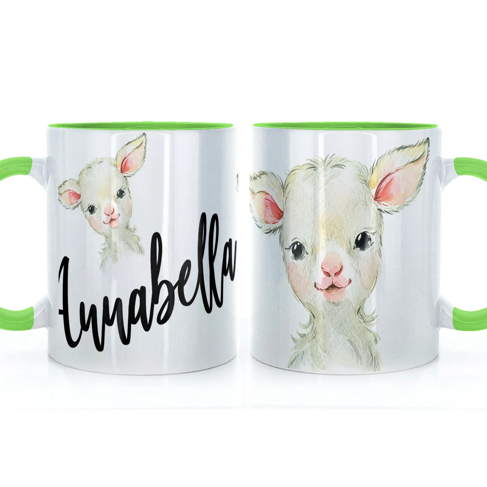 Personalised Mug with Stylish Text and Cute Lamb
