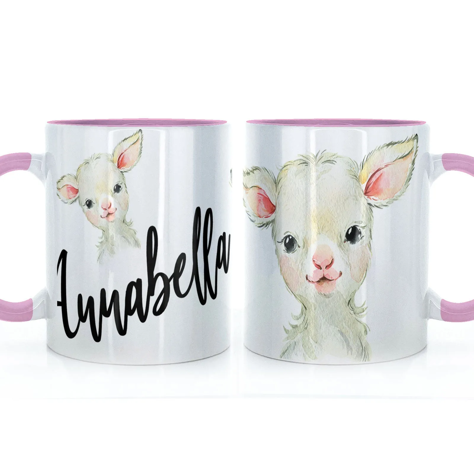 Personalised Mug with Stylish Text and Cute Lamb