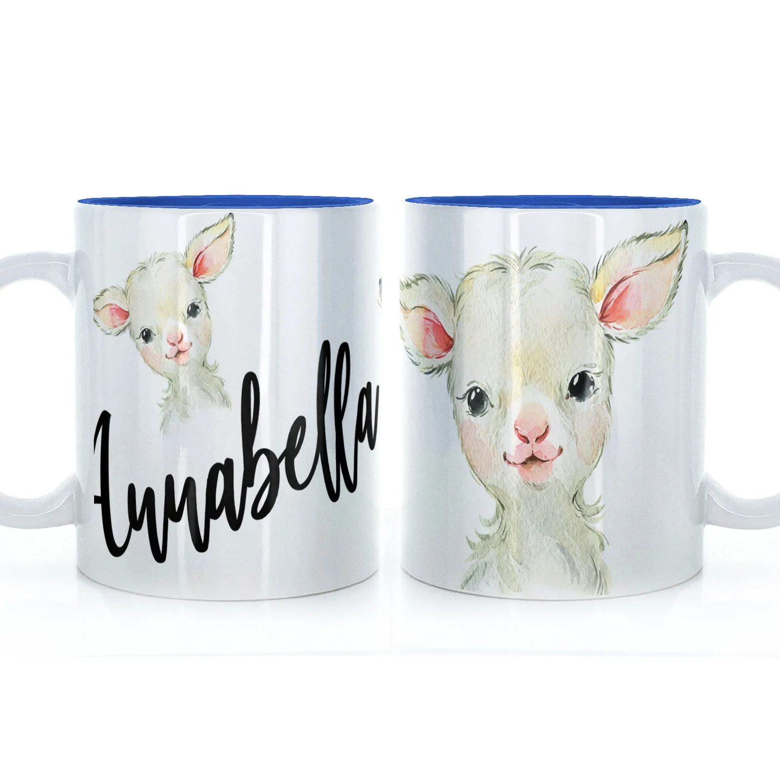 Personalised Mug with Stylish Text and Cute Lamb