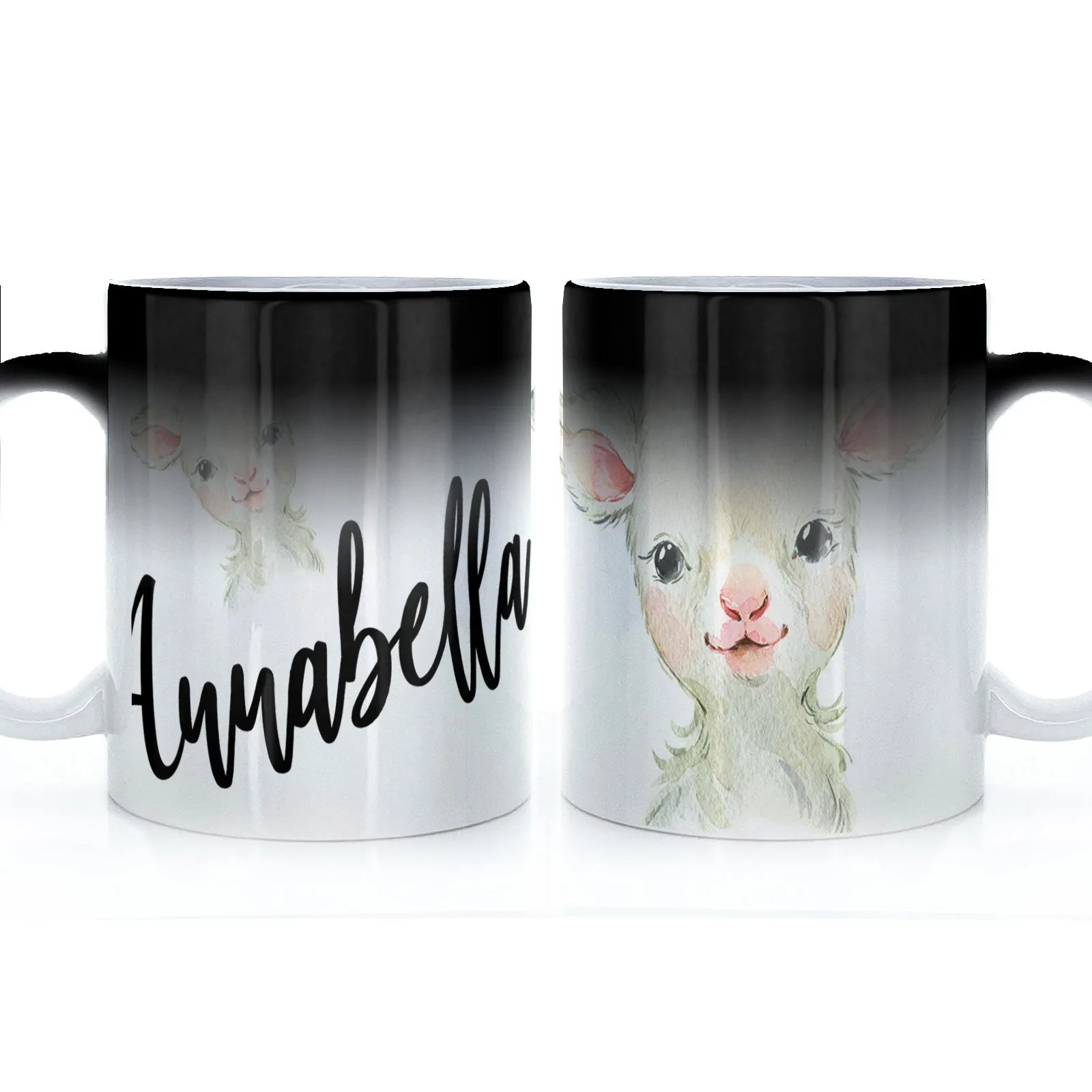 Personalised Mug with Stylish Text and Cute Lamb
