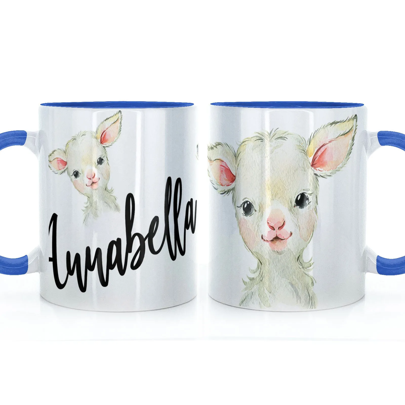 Personalised Mug with Stylish Text and Cute Lamb