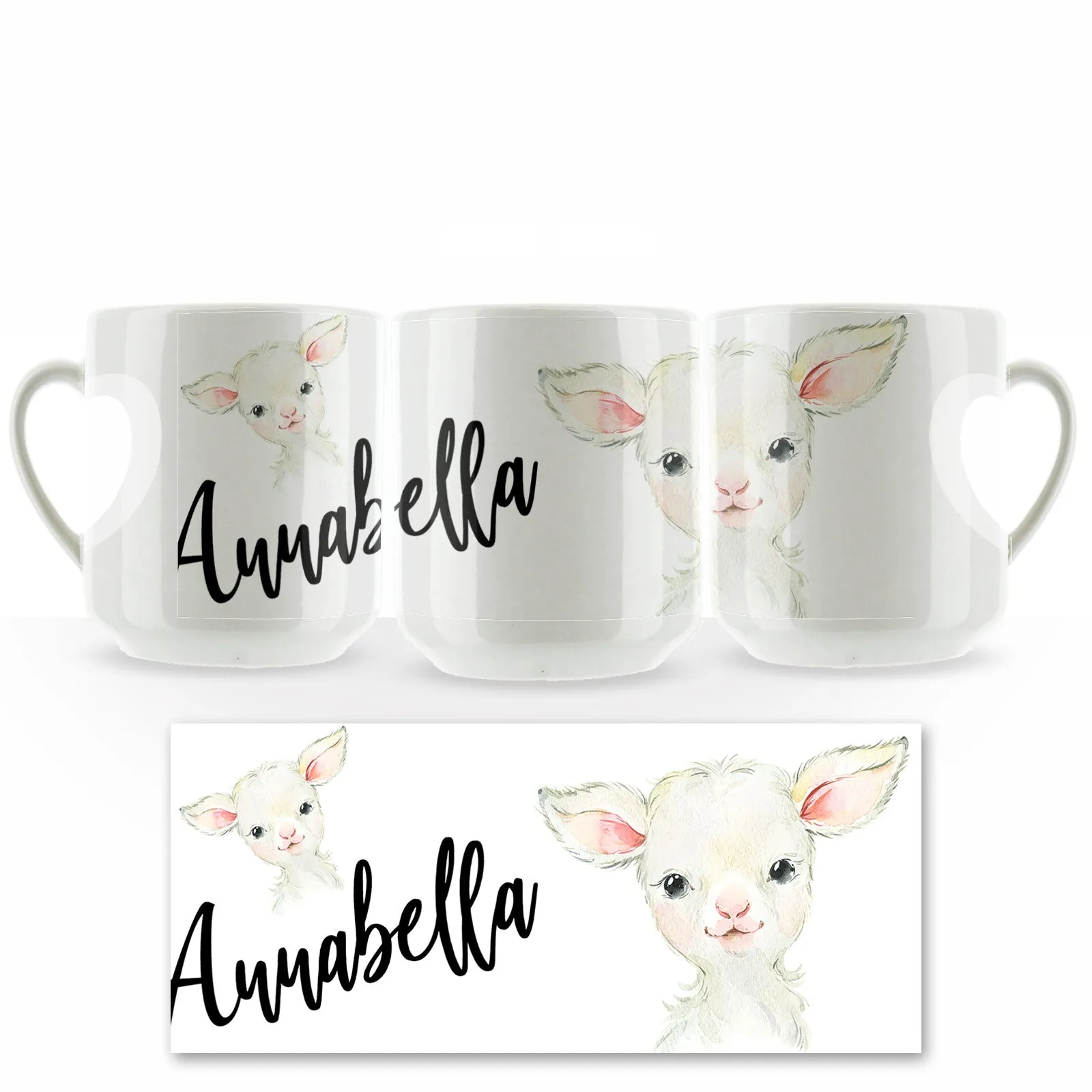 Personalised Mug with Stylish Text and Cute Lamb