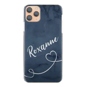 Personalised OnePlus Phone Hard Case with Stylish Text and Heart Line on Blue Marble