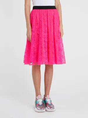 Pink Lace Midi Skirt