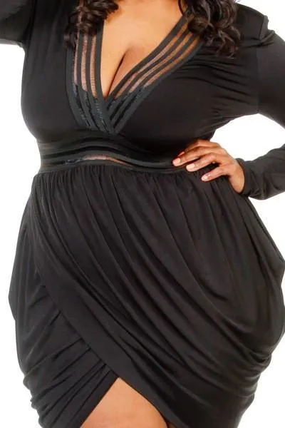 Plus Size Deep V Stylish Overlap Ruched Goddess Dress