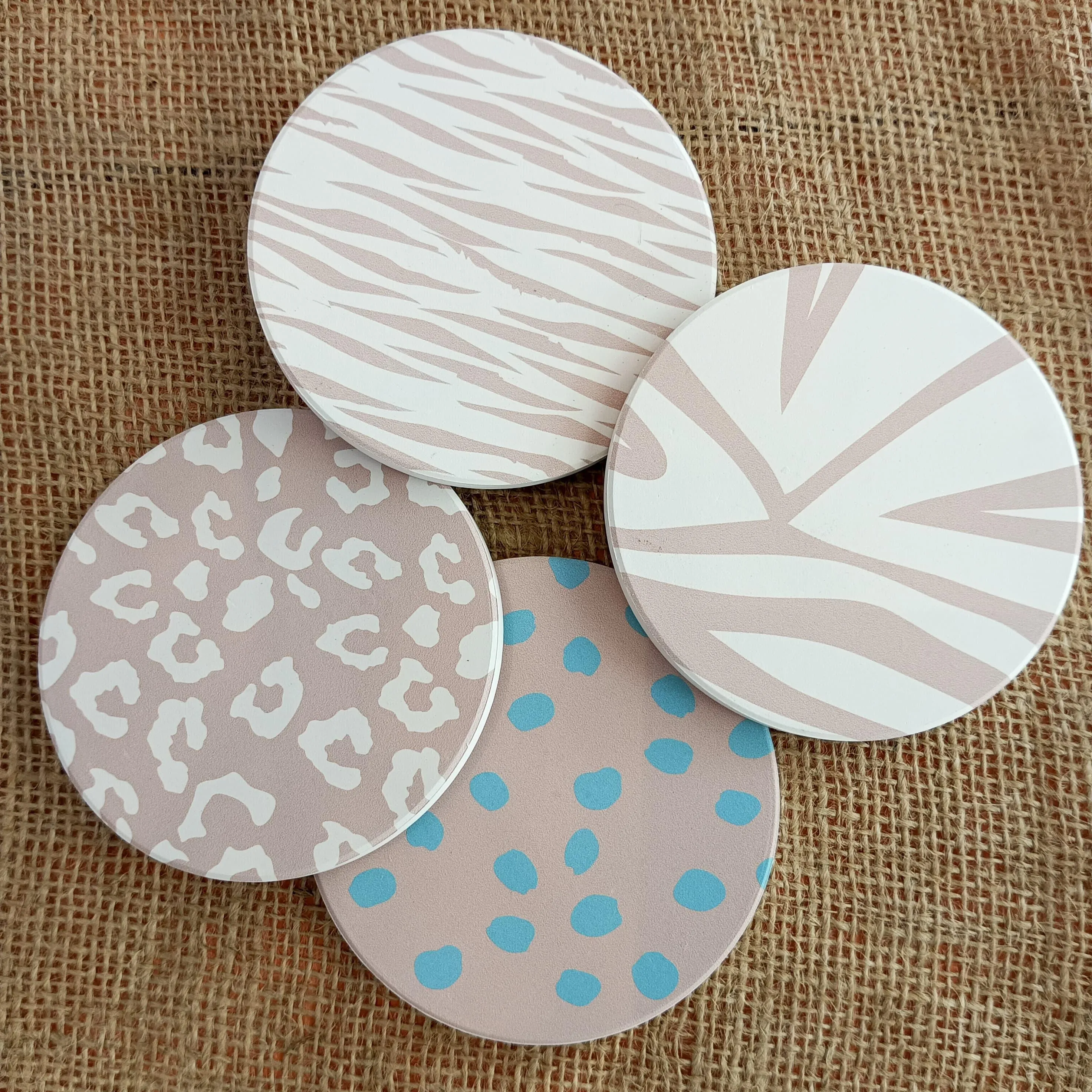 Porcelain Coasters with Soft Print Patterns