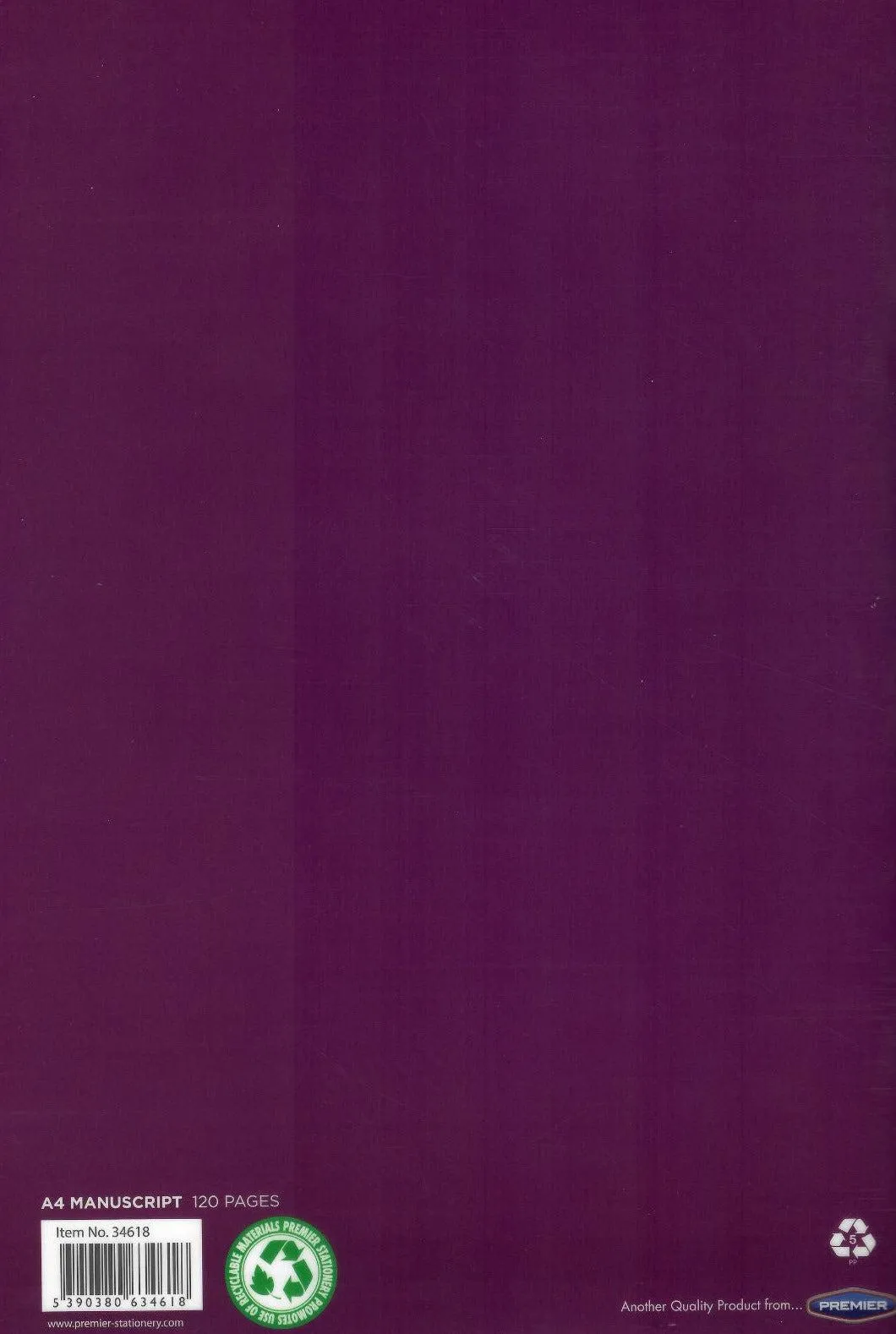 Premto A4 Durable Cover 120 page Manuscript Book - Grape Juice