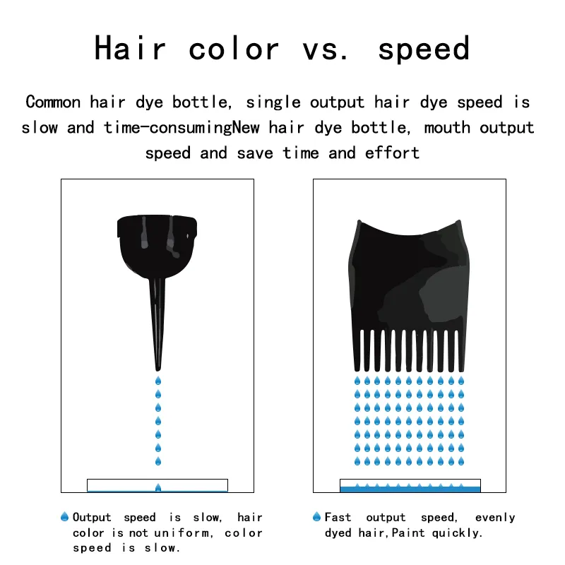 Professional 3 Colors Custom Eco-Friendly Plastic Salon Hair Comb and Brush Applicator Bottle