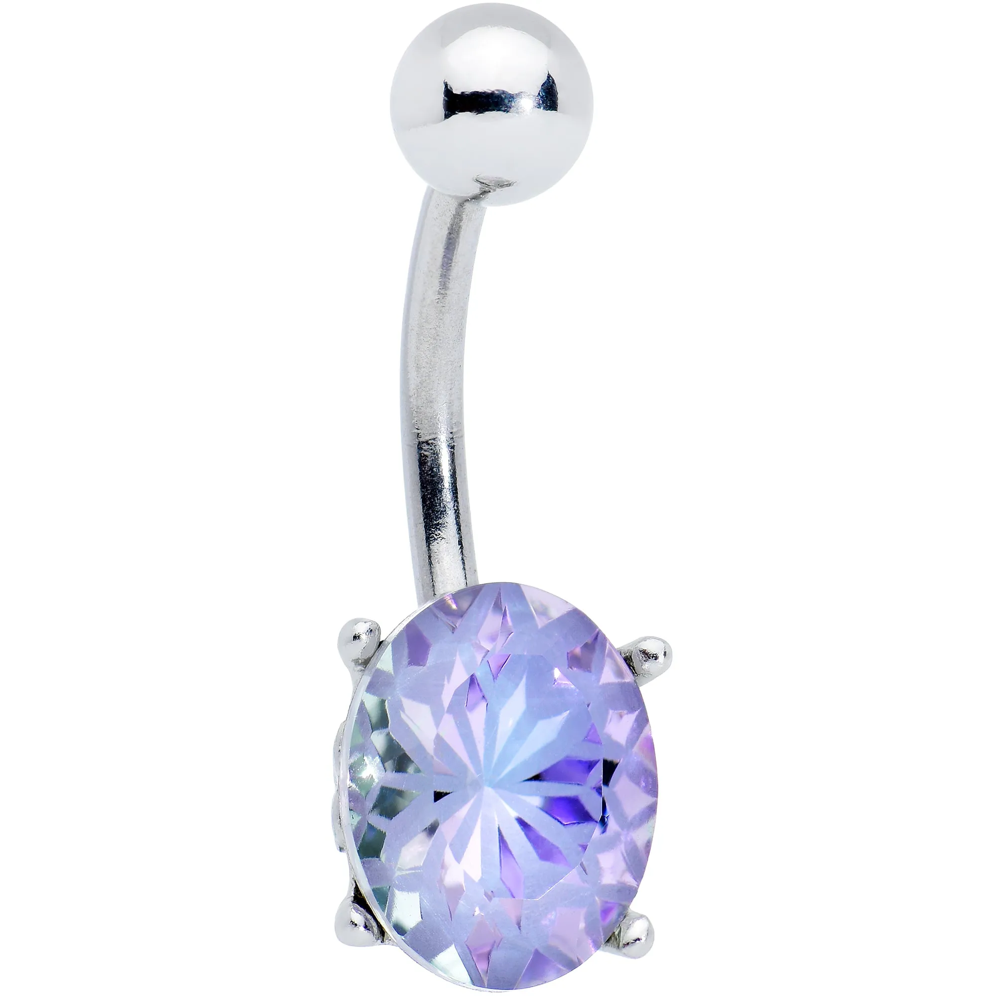 Purple Gem Oval Flower Mandala Stylish Elegance Belly Ring