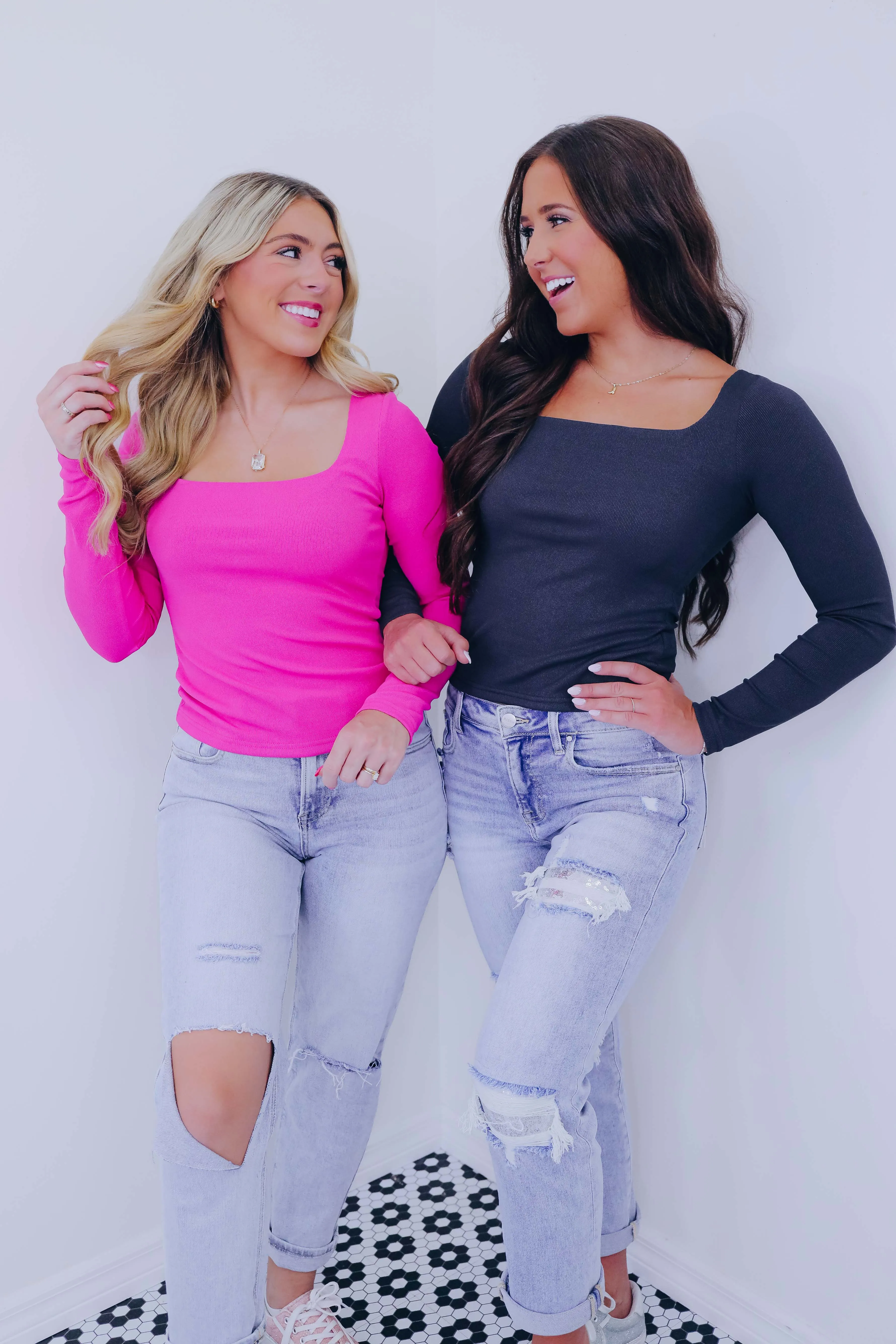 Rae Ribbed Square Neck Top - 3 Colors