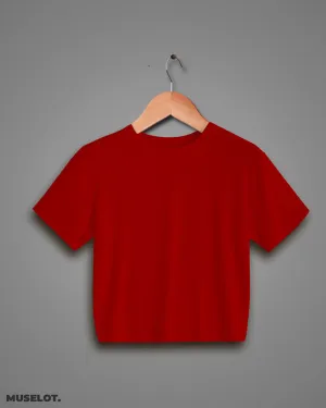 Red plain cropped t shirt