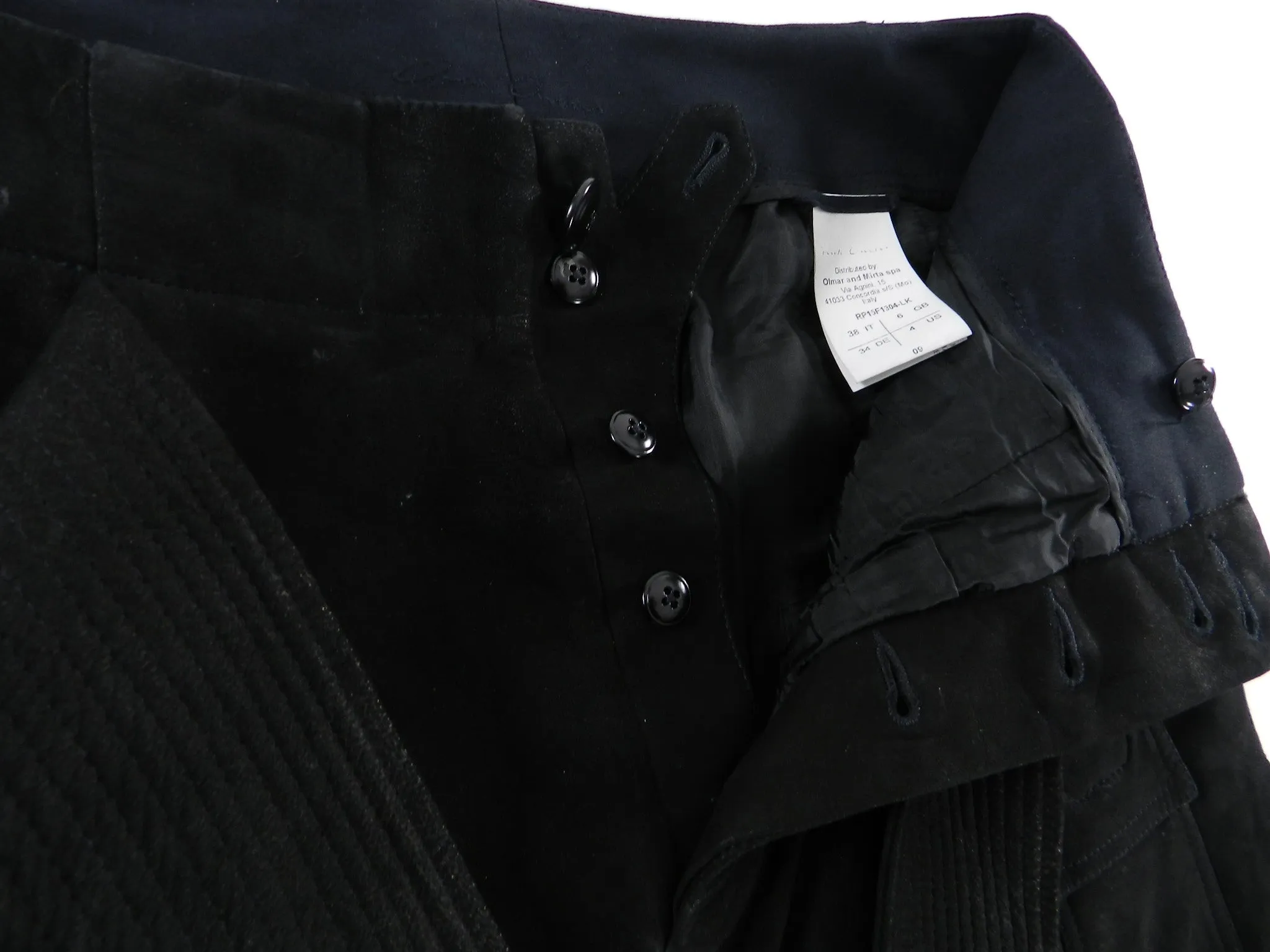 Rick Owens Black Suede Cargo Cropped Trouser - XS