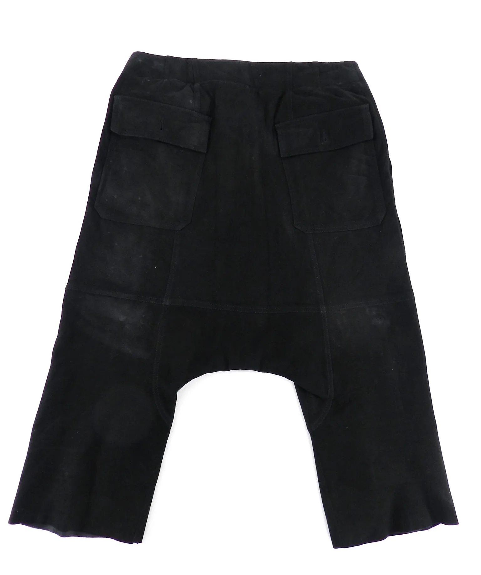 Rick Owens Black Suede Cargo Cropped Trouser - XS