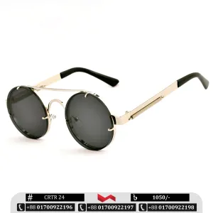 Round Shape Stylish Sunglass for Men | CRTR 24 | Black Color