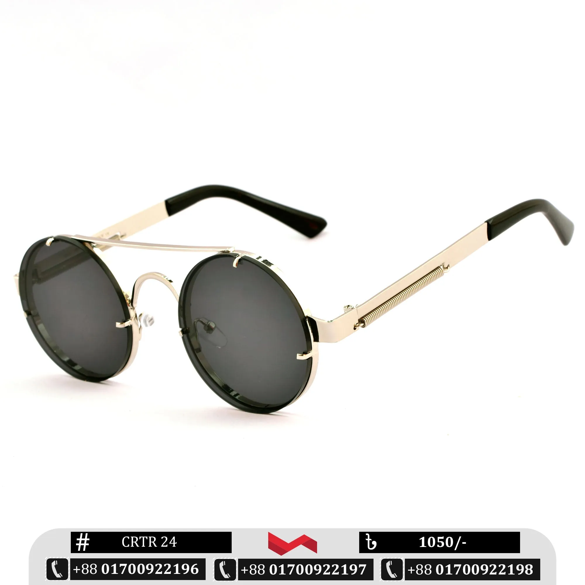 Round Shape Stylish Sunglass for Men | CRTR 24 | Black Color