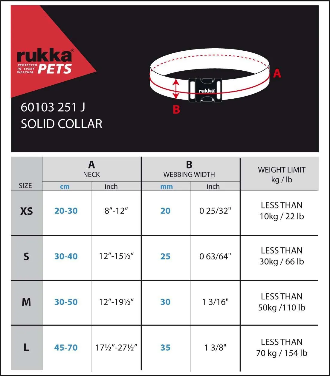 Rukka Pets Solid Adjustable Turquoise Dog Collar