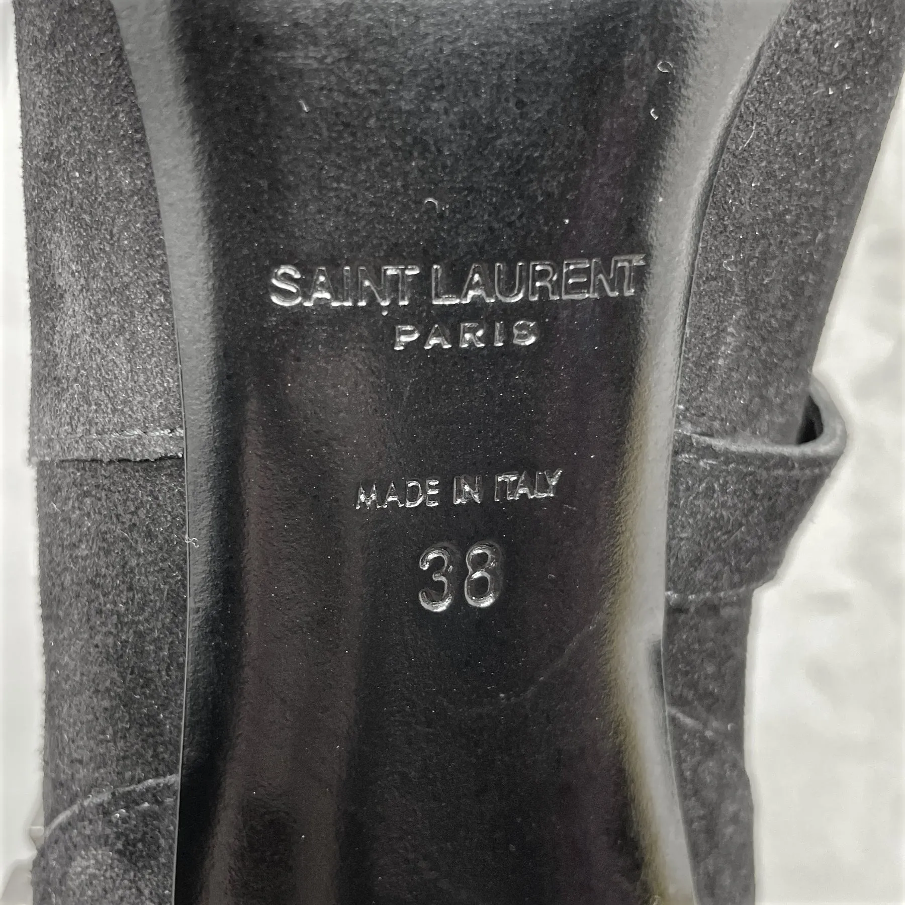 Saint Laurent Suede Pointed Buckle Toe Ankle Boots Size EU 38