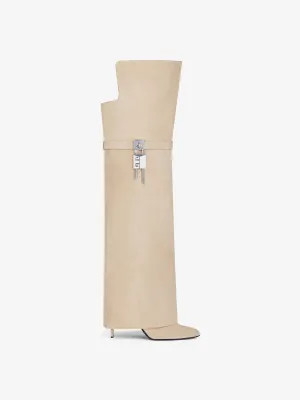 Shark Lock Stiletto Over-The-Knee Boots In Suede