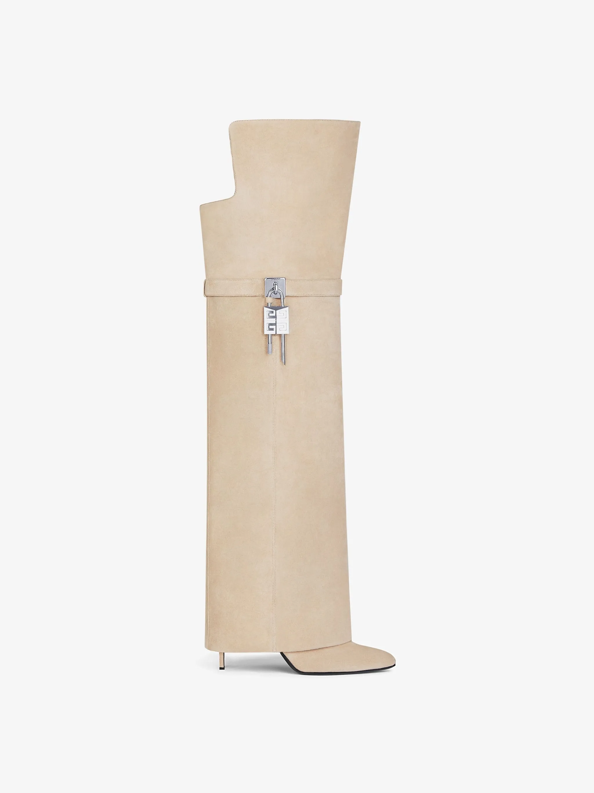 Shark Lock Stiletto Over-The-Knee Boots In Suede