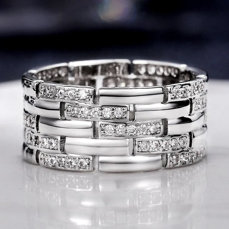 Shiny Silver Women Ring Love Stylish Design Engagement Jewelry