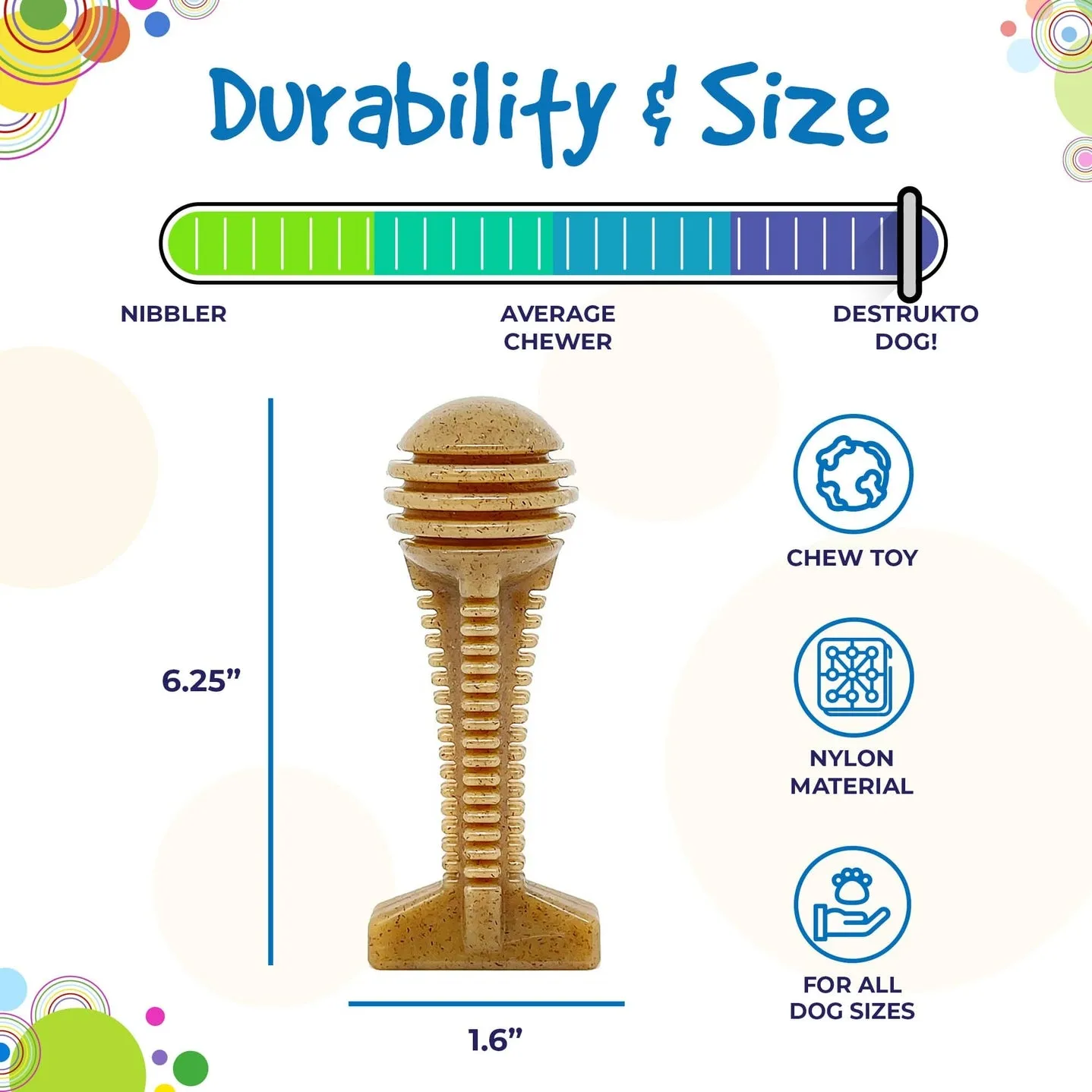 SodaPup Honey Bone Dental Tower Ultra Durable Nylon Dog Chew Toy