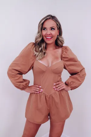 Southern Charm Bustier Romper - Mocha