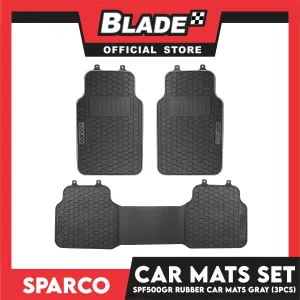 Sparco Corsa Car Mats Set of 3pcs Universal And Quick Installation SPF500GR (Black with Gray) Rubber And Durable