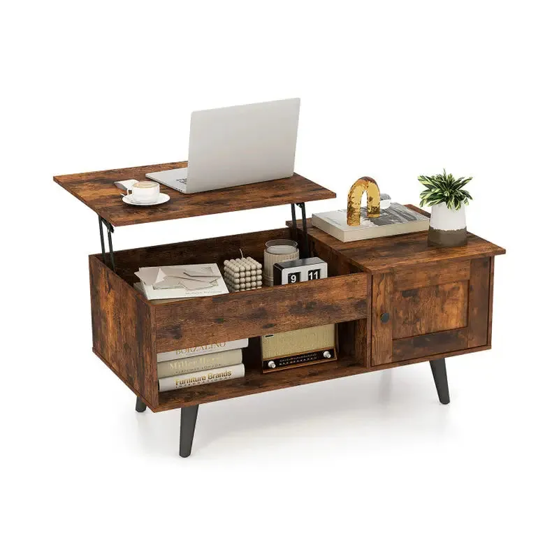Stylish Black Coffee Table with Hidden Storage Compartment