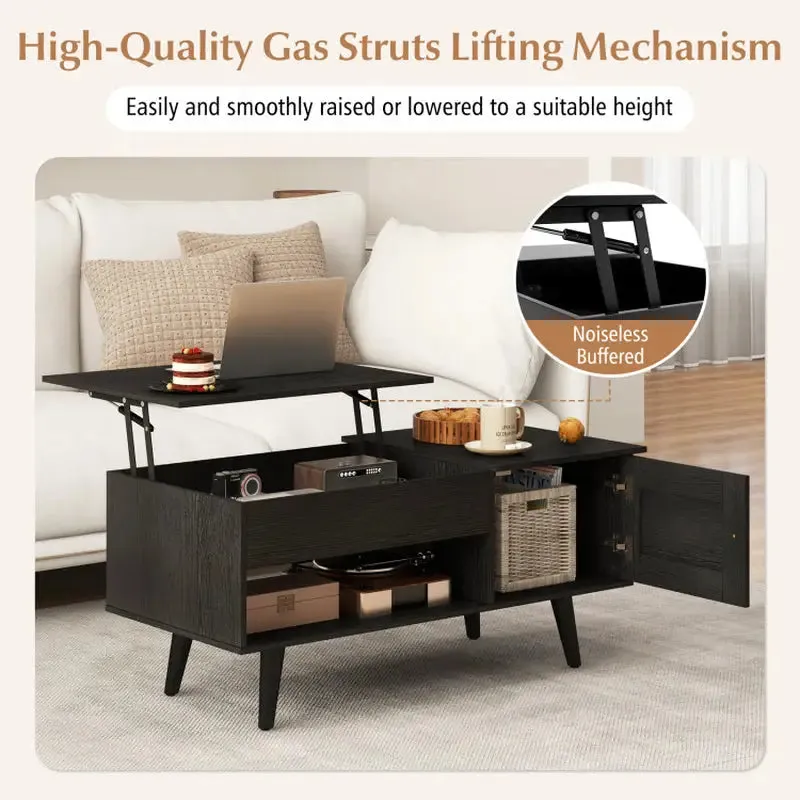 Stylish Black Coffee Table with Hidden Storage Compartment