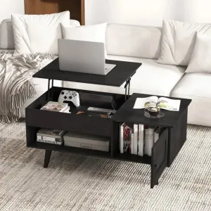 Stylish Black Coffee Table with Hidden Storage Compartment