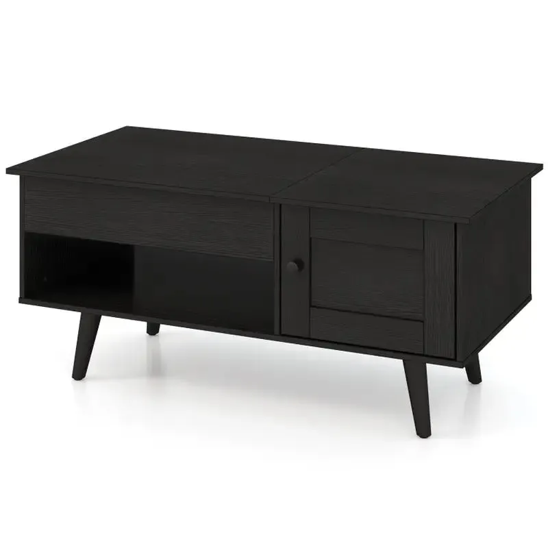 Stylish Black Coffee Table with Hidden Storage Compartment