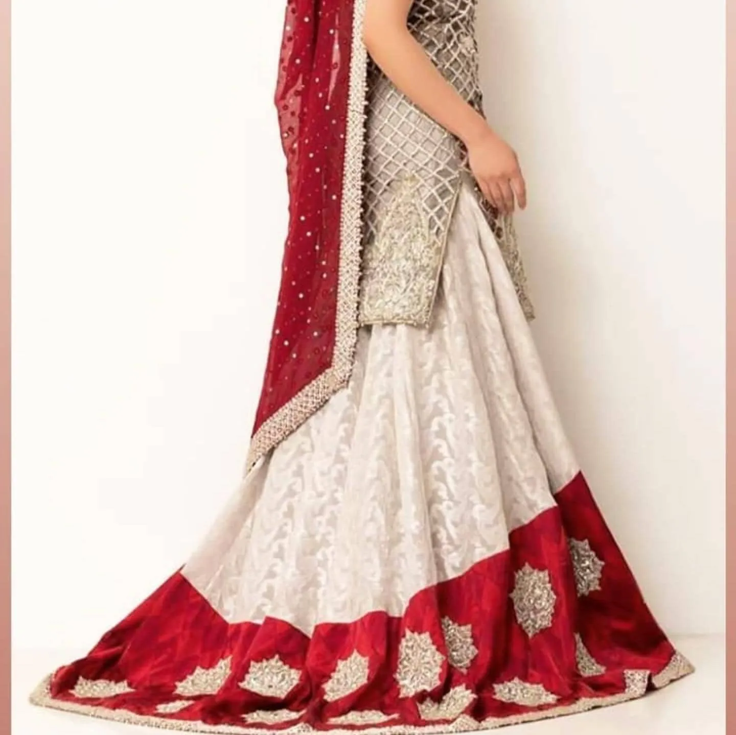 Stylish Cut-work White Lehenga #B2027