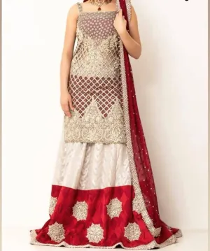 Stylish Cut-work White Lehenga #B2027