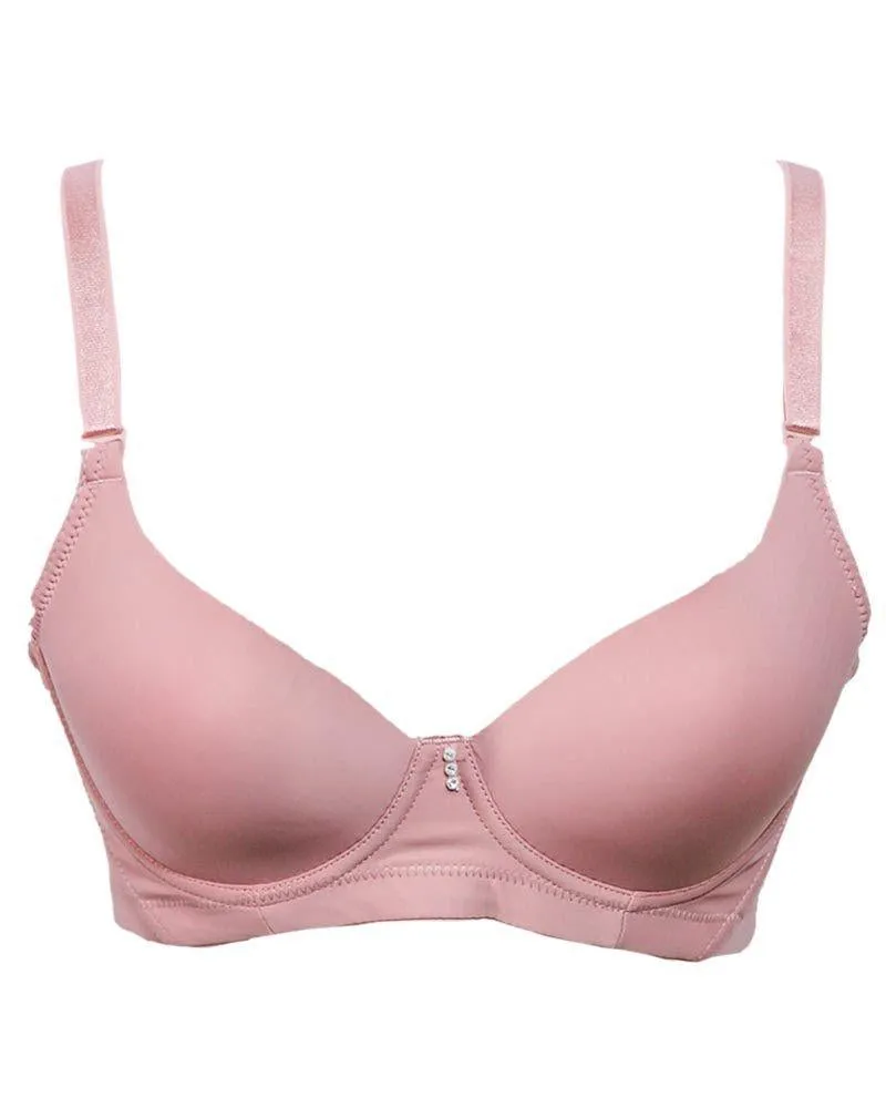 Stylish Foam Bra 8803 Pink - Single Padded,Under Wired Bra - By Runfeng