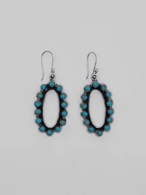 Stylish Oval Sterling   Turquoise Drop Earrings