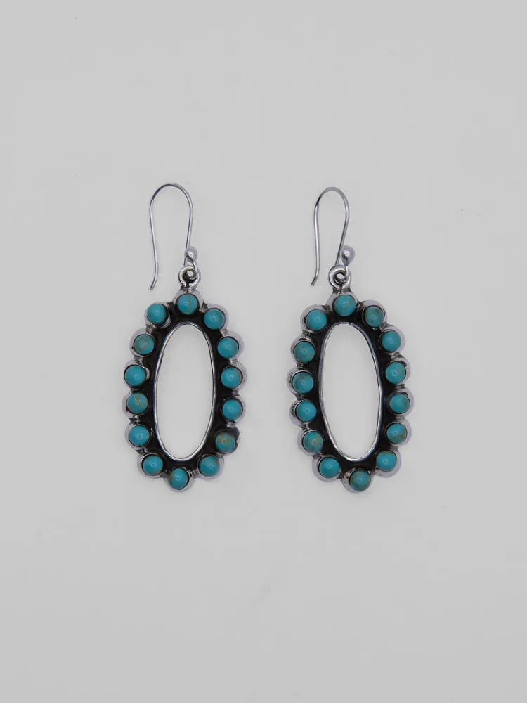 Stylish Oval Sterling   Turquoise Drop Earrings