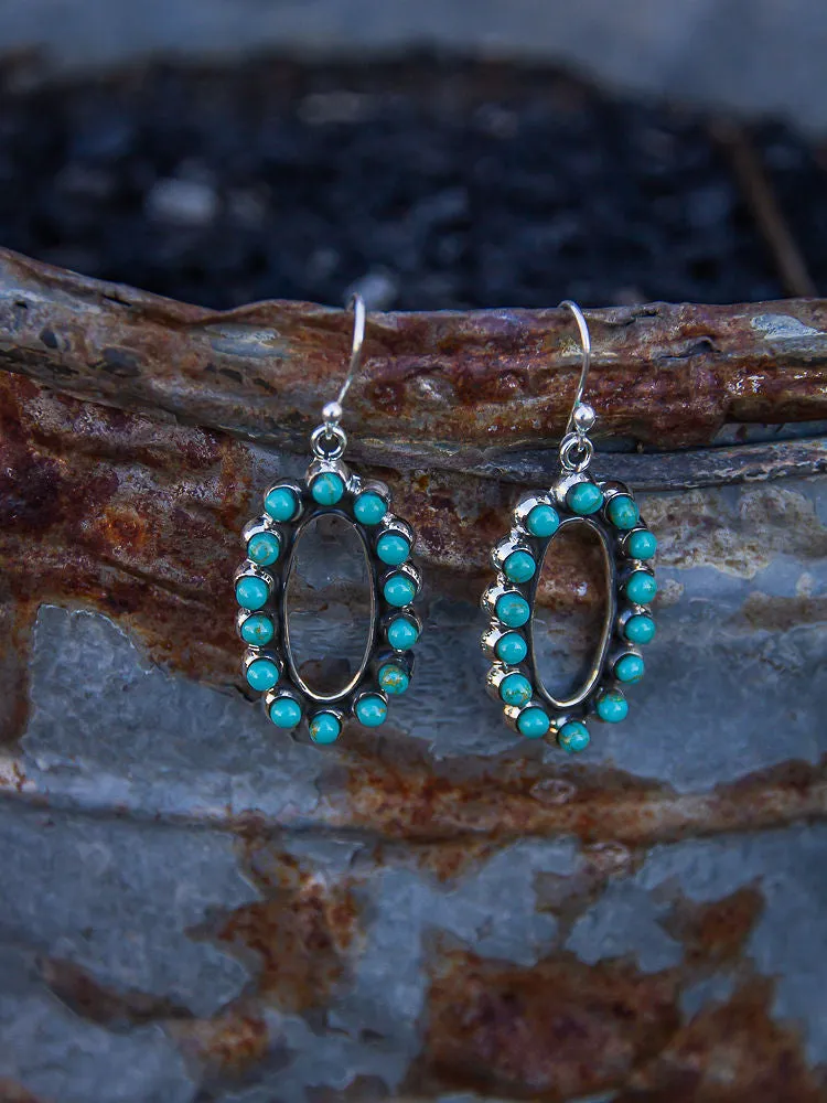 Stylish Oval Sterling   Turquoise Drop Earrings
