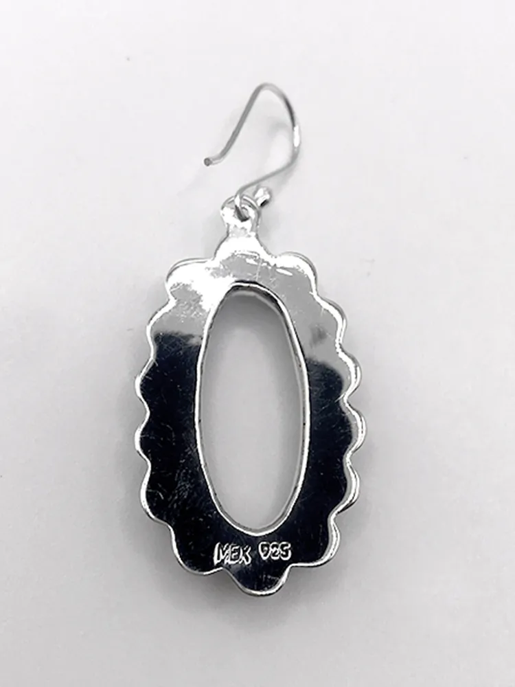Stylish Oval Sterling   Turquoise Drop Earrings