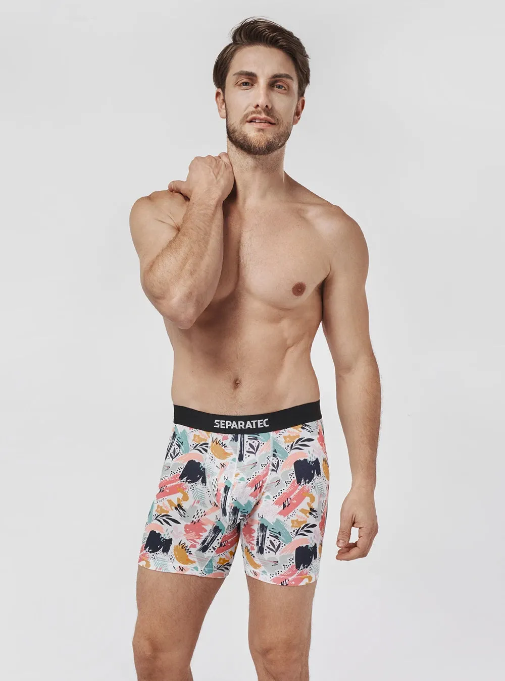 Stylish Pigment Printed Bamboo Rayon Boxer Briefs 3 Pack