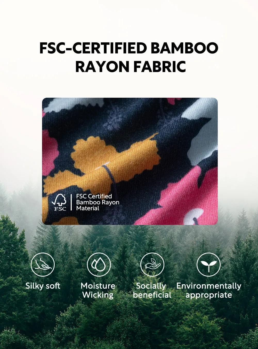 Stylish Pigment Printed Bamboo Rayon Boxer Briefs 3 Pack