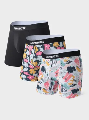 Stylish Pigment Printed Bamboo Rayon Boxer Briefs 3 Pack
