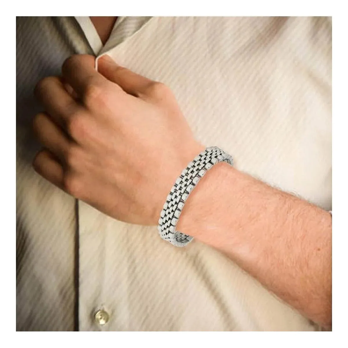 Stylish Silver Plated 316L Stainless Steel Bracelet for Men