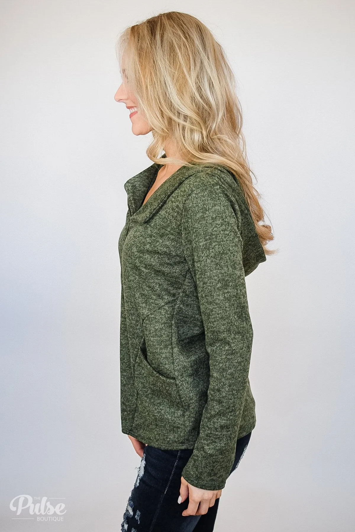 Stylish This Fall Zip Up Hoodie- Olive
