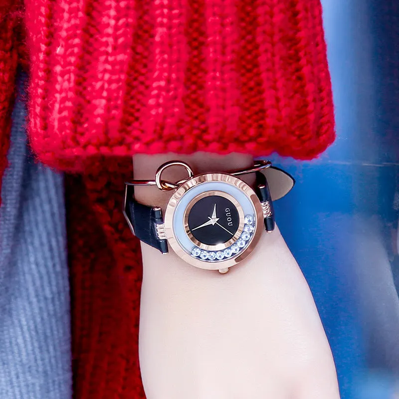 Stylish water drill minimalist ladies watch