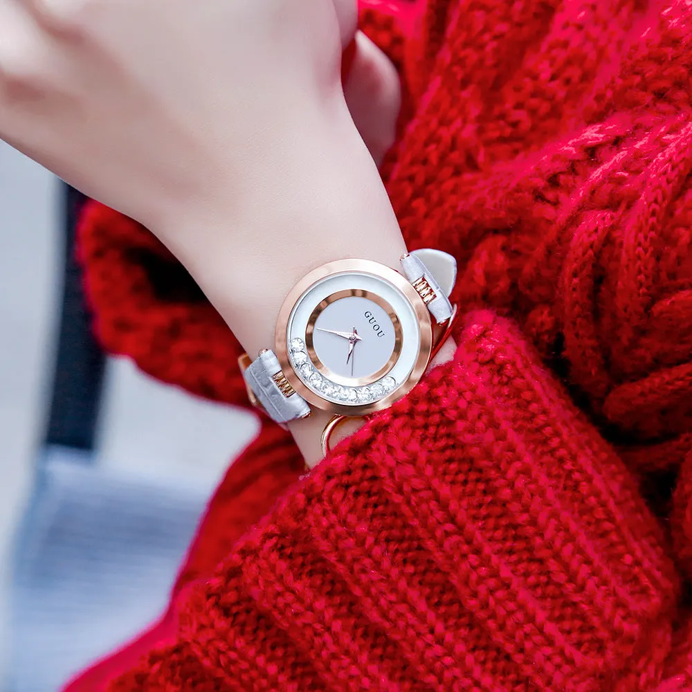 Stylish water drill minimalist ladies watch