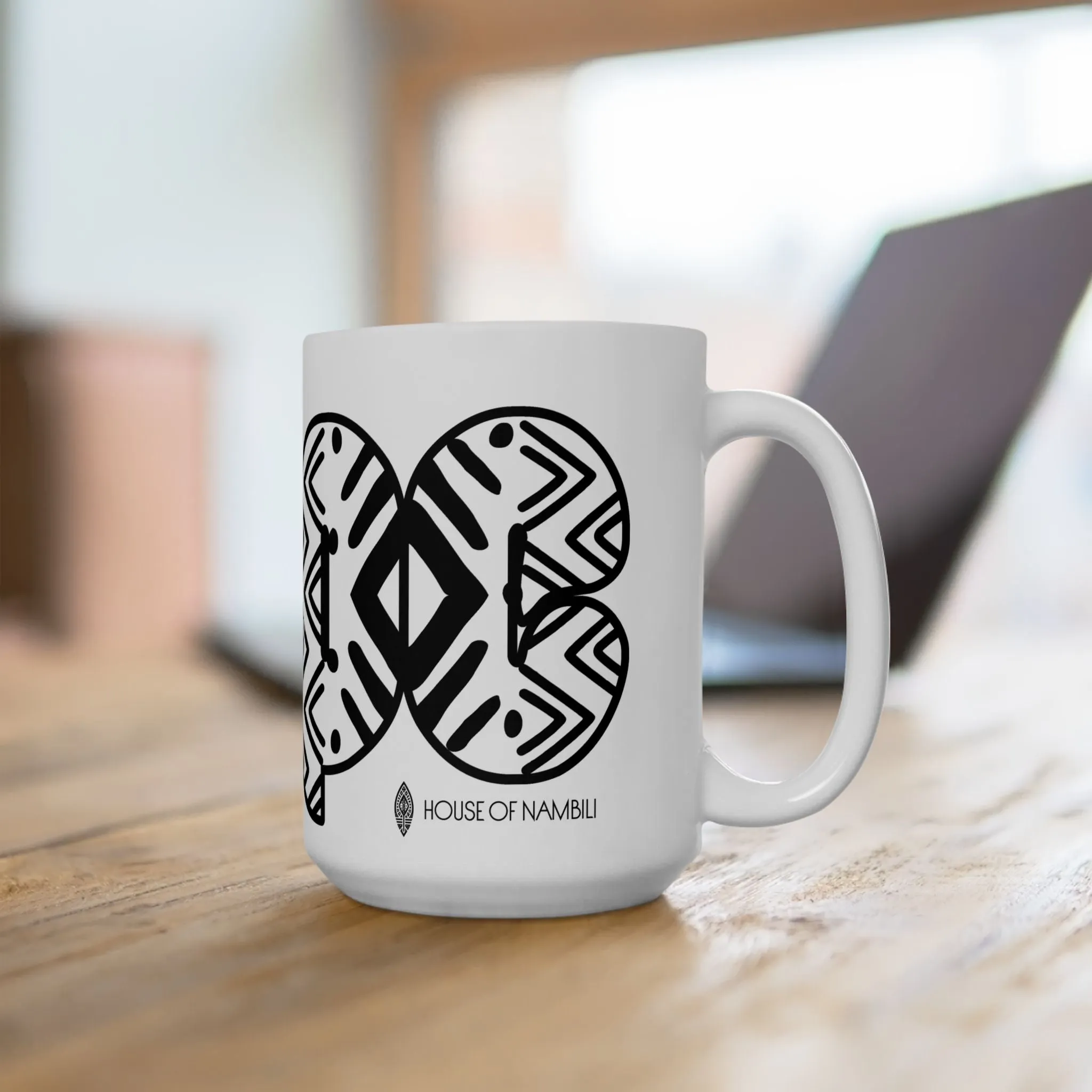 Stylish White Ceramic 'DOPE' Mug 15oz White Mudcloth