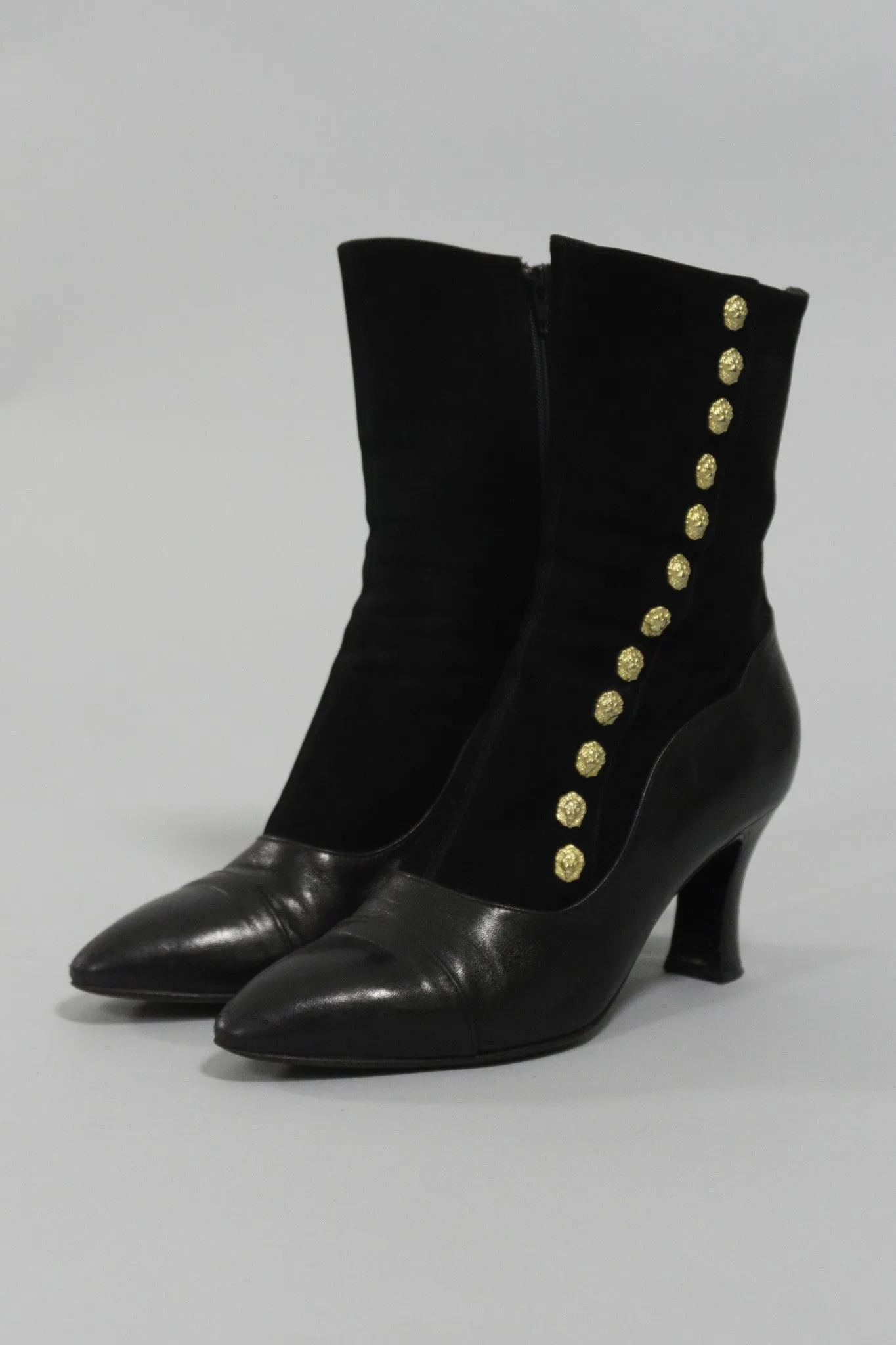 Suede Lion Stud Ankle Boot