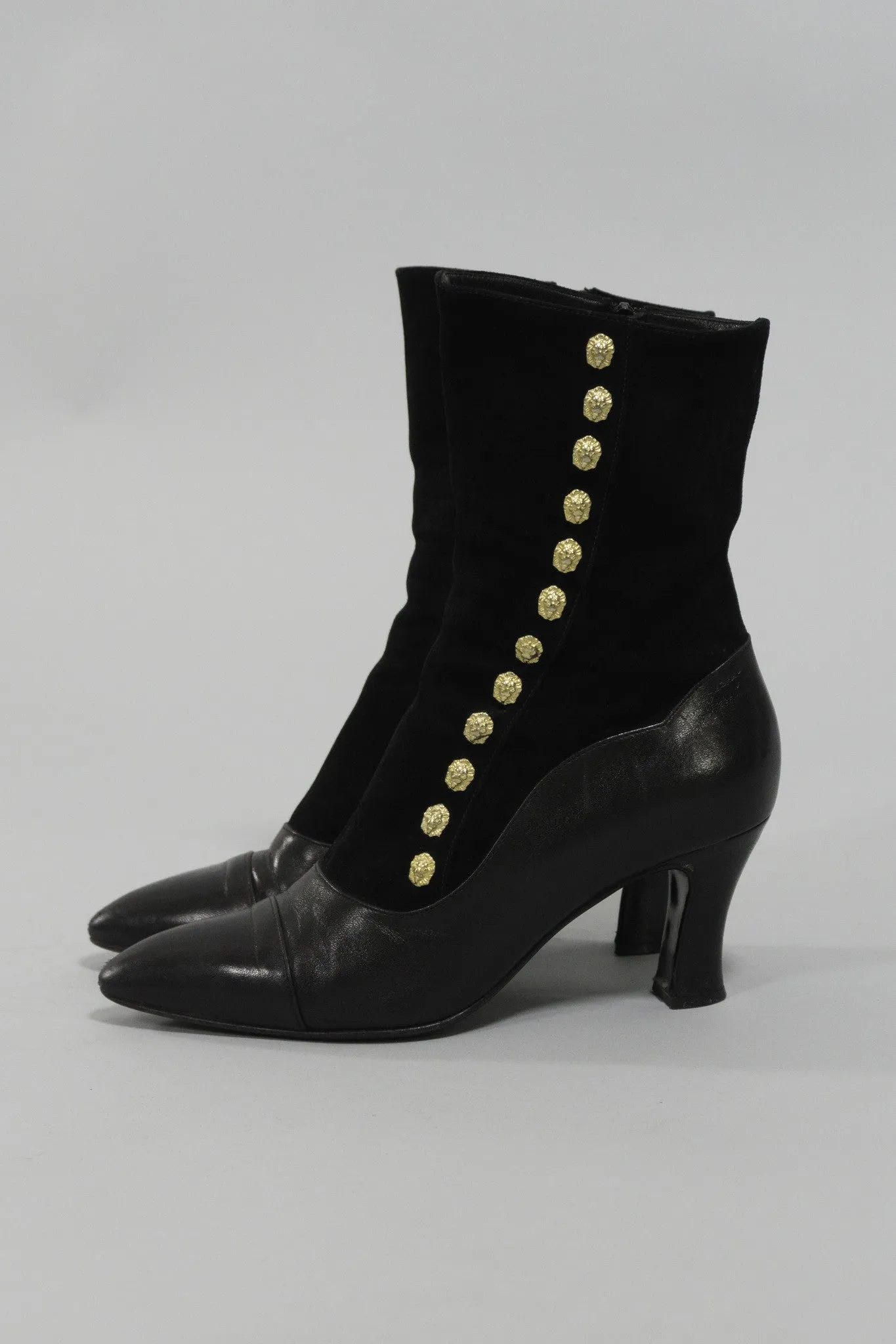 Suede Lion Stud Ankle Boot