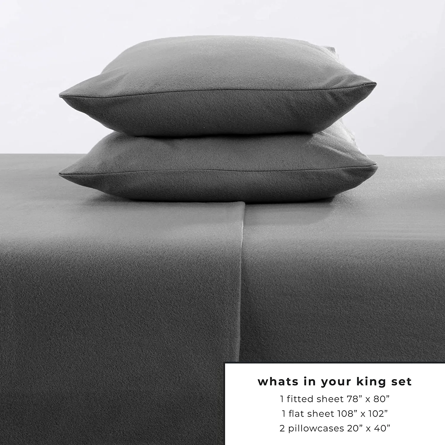 Super Soft Extra Plush Fleece Sheet Set. Cozy, Warm, Durable, Smooth, Breathable Winter Sheets. Christina Collection (King, Charcoal)
