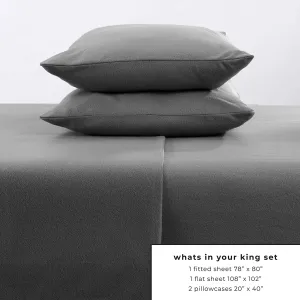 Super Soft Extra Plush Fleece Sheet Set. Cozy, Warm, Durable, Smooth, Breathable Winter Sheets. Christina Collection (King, Charcoal)
